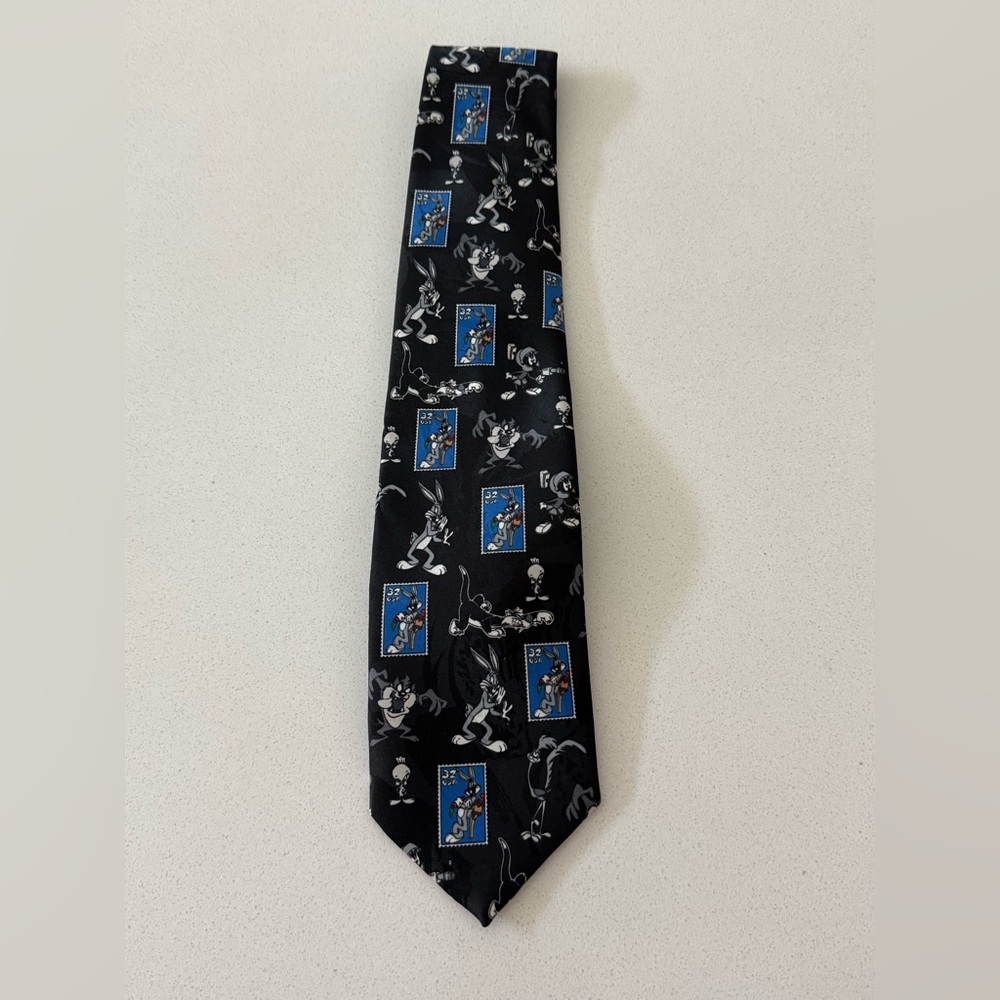 Vtg‎ 1997 Looney Tunes Mens Tie 32 Cent Stamp Collection Bugs Bunny Taz New